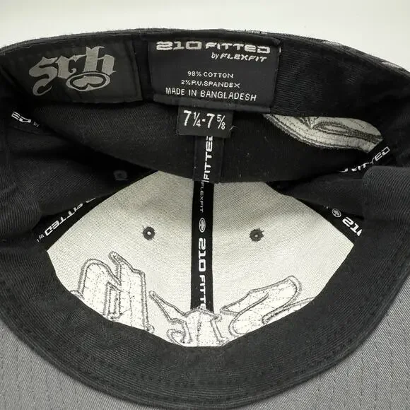 SRH‎ Flex Fit 210 Fitted Men's Baseball Hat Cap Black W/ Plaid Logo 7 1/4-7 5/8 - Picture 5 of 9